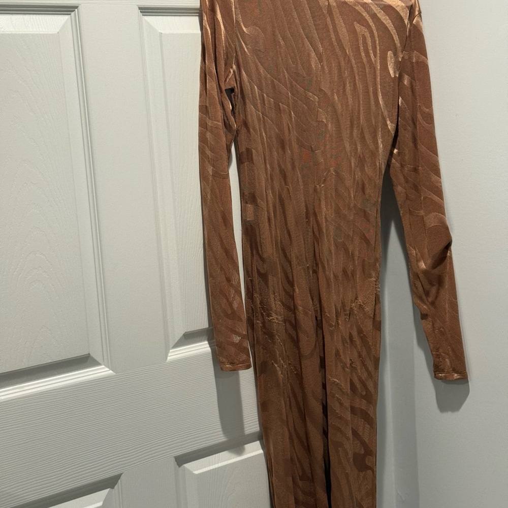 Brown Sheer Long Sleeve Bodysuit
